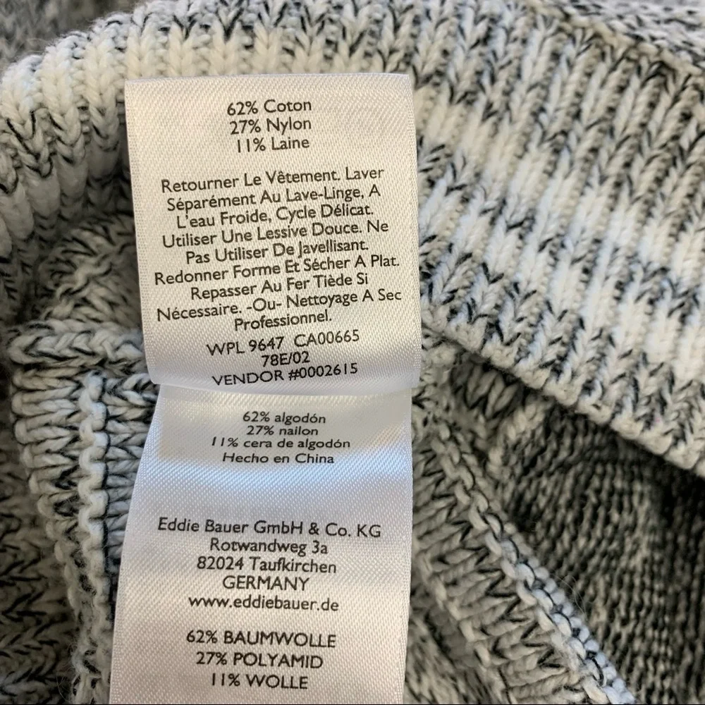 Eddie Bauer Womens Marled Gray Black Shawl Collar Zip Cardigan Sweater‎ M 9646